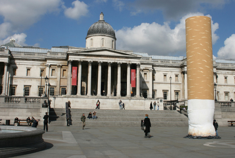 Giant Cigarette end Trafalgar Square